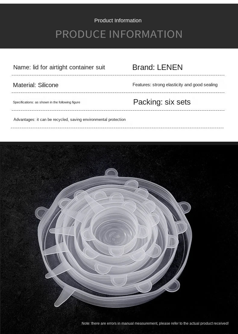 Silicone cover and stretch lids for cover all kind of food and keep it fresh, after using just clean and reused.
Choose between many different sizes and colors.