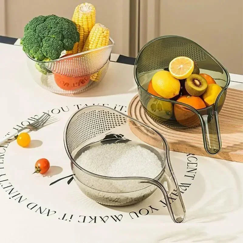 Smart gadget with handle for washing rice, fruit and vegetables. Keep it easy to wash!