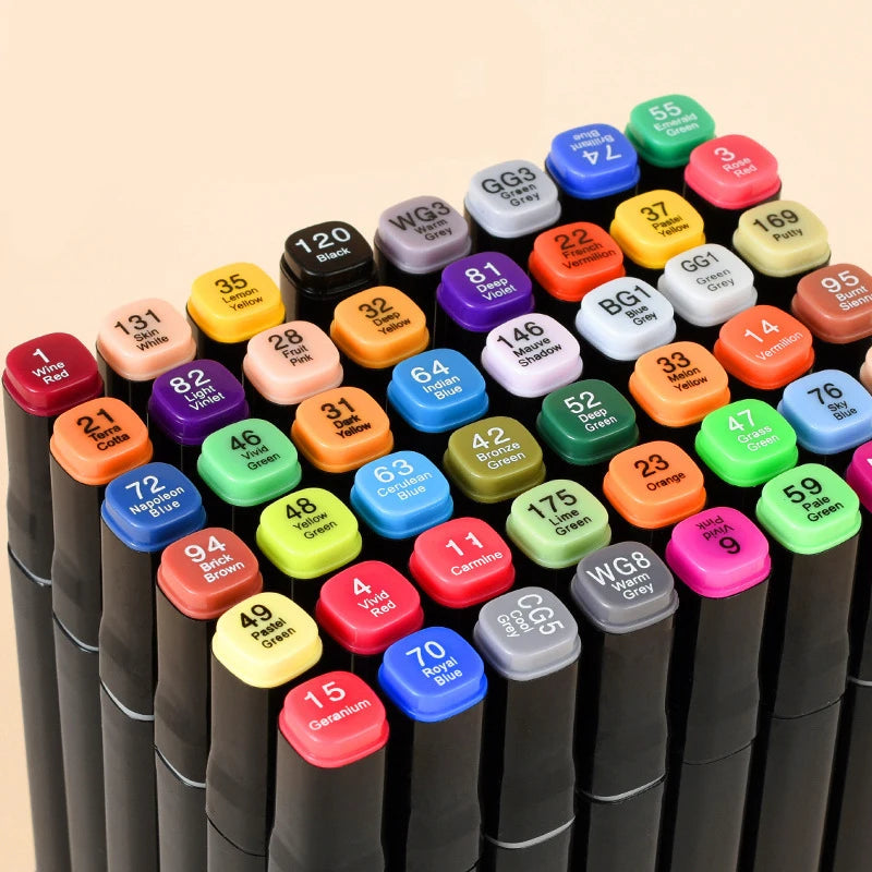 24/36/48/80/120 pcs beautiful colors, pen set for our famous "Cosy colouring books".
Double-headed and oil-based markers.