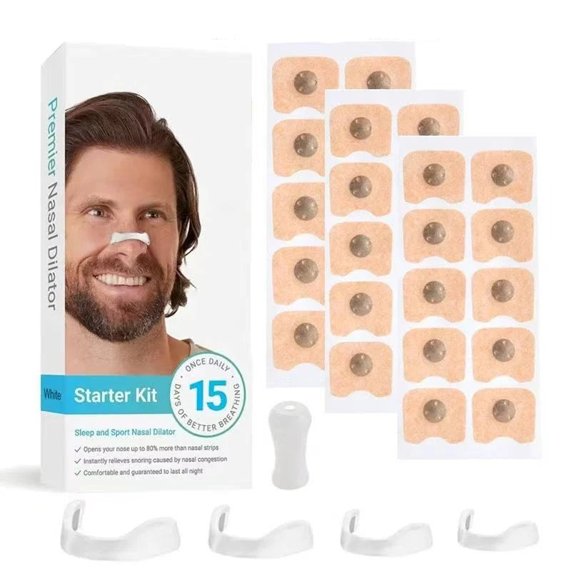 Nasal breathing kits for better sleep without snore. Its a magnetic clip what keep your nose more open to breath during your sleeping or running.