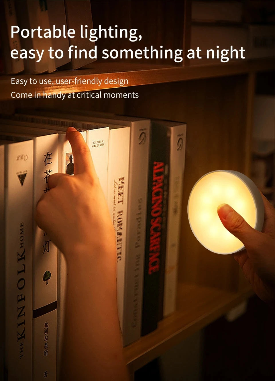 Smart wireless lights to put in cabinet, kitchen, wardrobe, stairs, bathroom, like spotlights and so much more. Rechargeable with USB charger and choose between cold och warm lights.