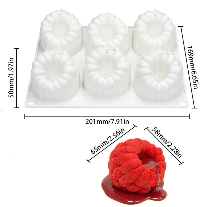 6 cavity raspberry silicone mold to make the famous 3D "trompe l'oeil" pastries.