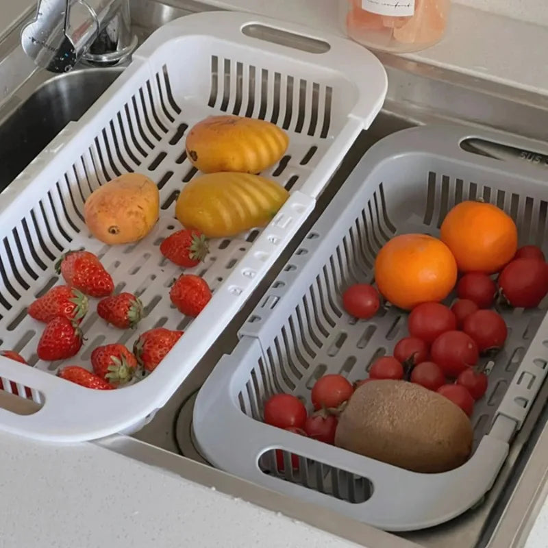 Smart basket for sink in different sizes. Wash vegetables, fruit and all kind of food easily and keep it fresh.