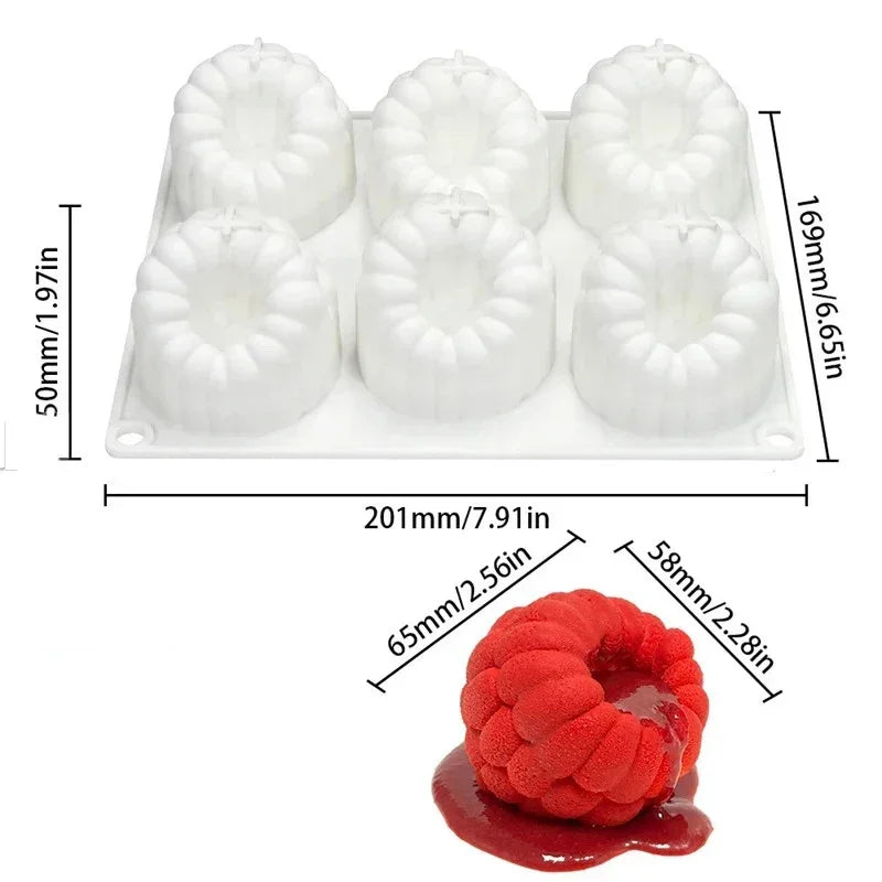 6 cavity raspberry silicone mold to make the famous 3D "trompe l'oeil" pastries.