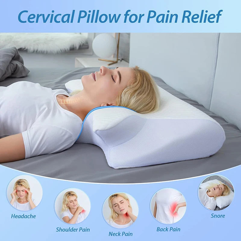 Orthopedic pillow with memory foam, 2 in 1 ergonomic and contour for neck pain.