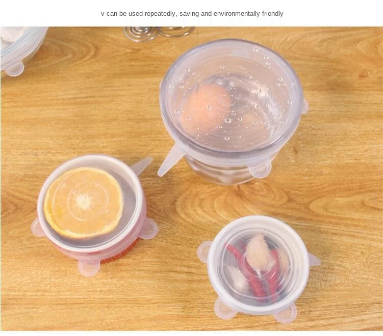 Silicone cover and stretch lids for cover all kind of food and keep it fresh, after using just clean and reused. 
Choose between many different sizes and colors.