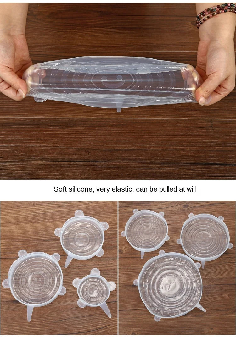 Silicone cover and stretch lids for cover all kind of food and keep it fresh, after using just clean and reused. 
Choose between many different sizes and colors.