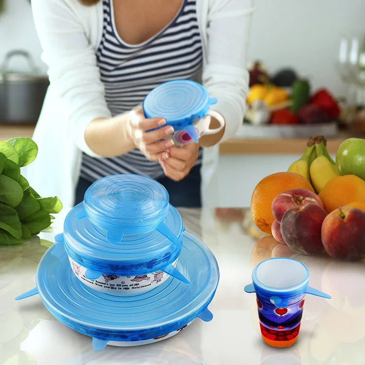 Silicone cover and stretch lids for cover all kind of food and keep it fresh, after using just clean and reused. 
Choose between many different sizes and colors.