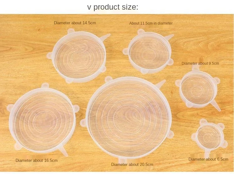 Silicone cover and stretch lids for cover all kind of food and keep it fresh, after using just clean and reused. 
Choose between many different sizes and colors.