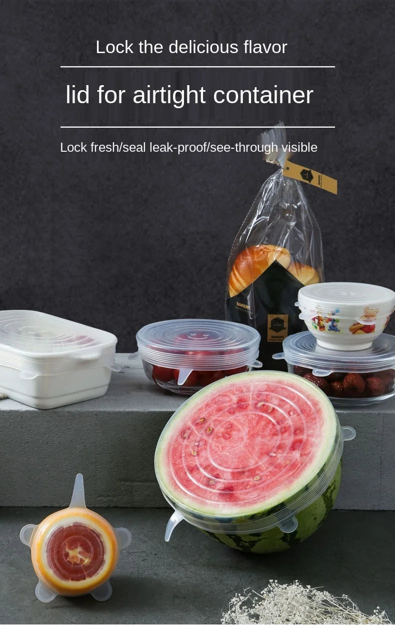 Silicone cover and stretch lids for cover all kind of food and keep it fresh, after using just clean and reused. 
Choose between many different sizes and colors.