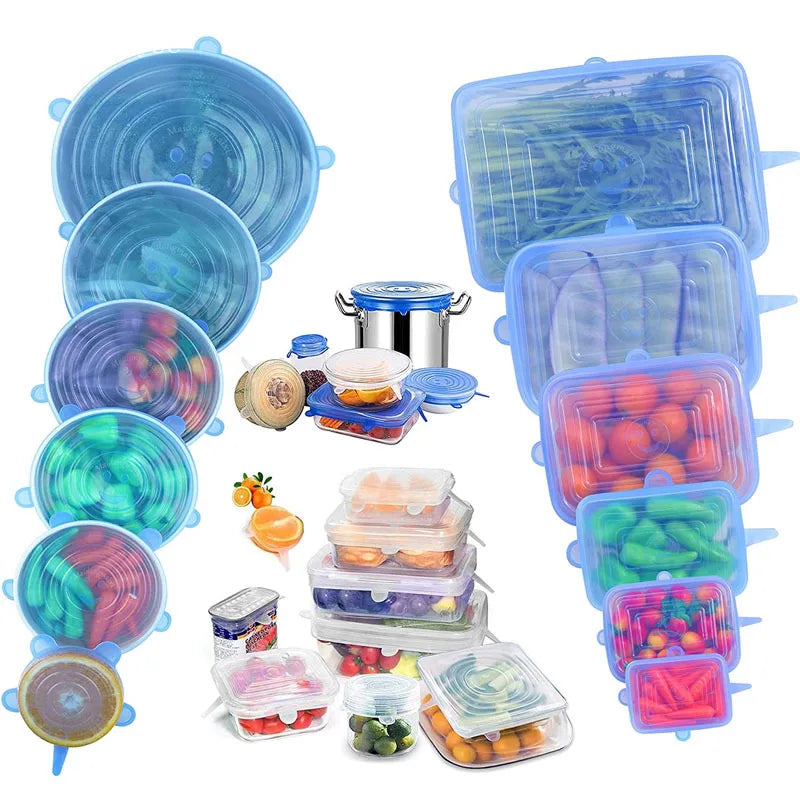Silicone cover and stretch lids for cover all kind of food and keep it fresh, after using just clean and reused. 
Choose between many different sizes and colors.