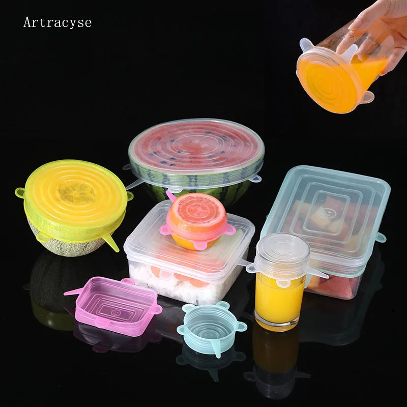 Silicone cover and stretch lids for cover all kind of food and keep it fresh, after using just clean and reused. 
Choose between many different sizes and colors.