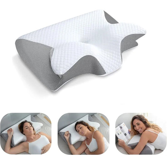 Orthopedic pillow with memory foam, 2 in 1 ergonomic and contour for neck pain.