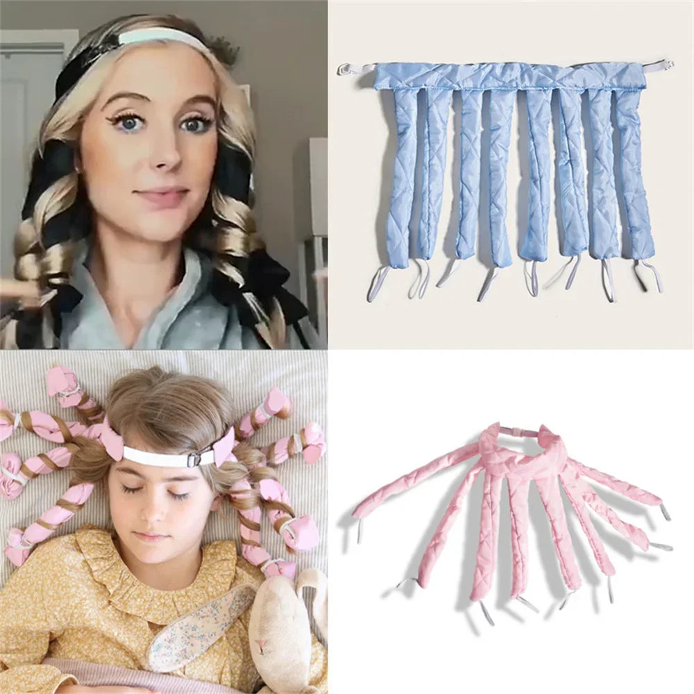Heatless curling rod headband to get your dream curls without any heat. Silk rollers that don't damage your hair. 
Choose between nice colors.