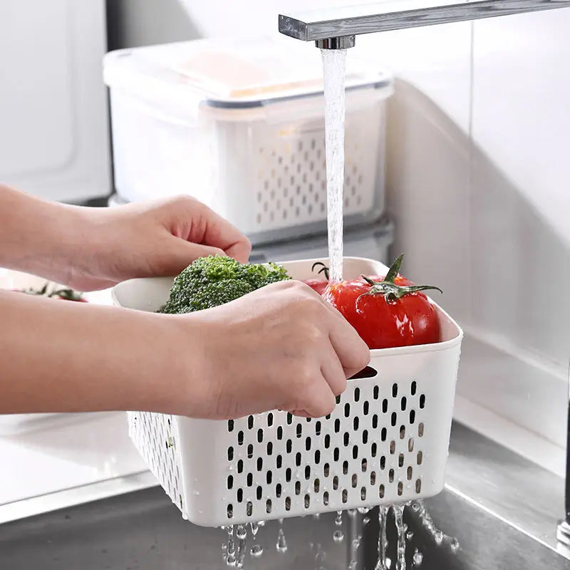 Food organizer for fridge or pantry, grids storage for all kind of food to keep it fresh.