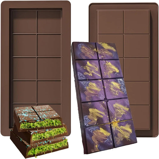 Dubai chocolate bar molds 2 pack.
Deep and large silicone chocolate molds.