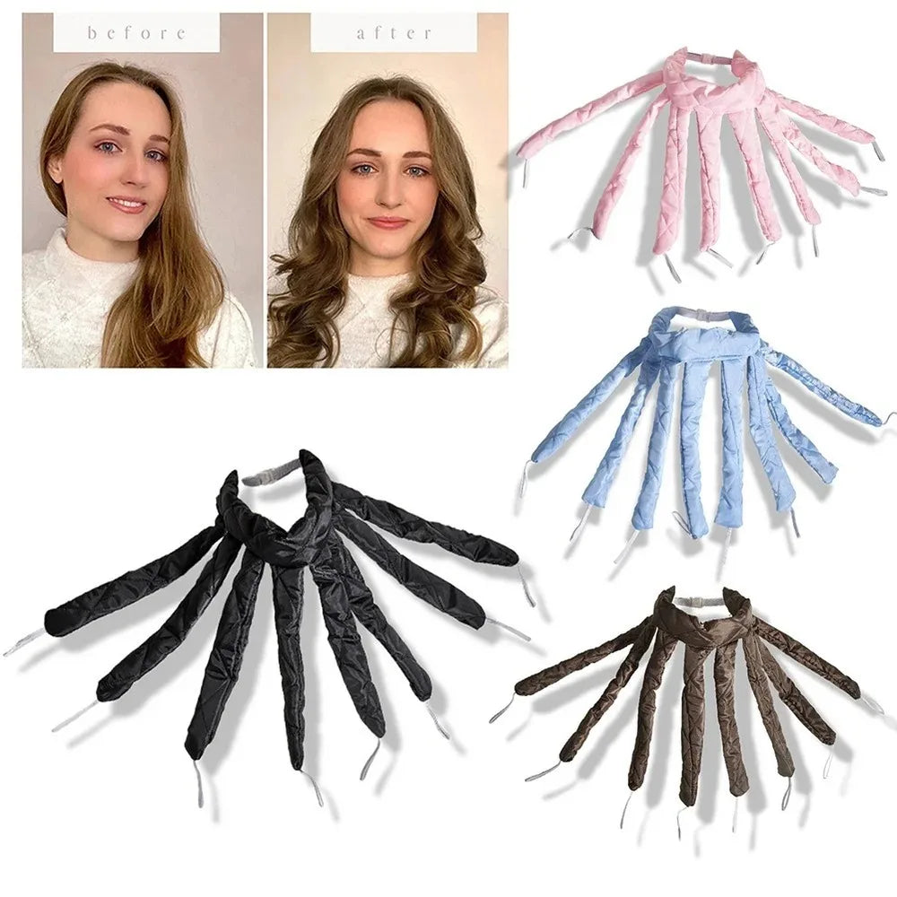 Heatless curling rod headband to get your dream curls without any heat. Silk rollers that don't damage your hair. 
Choose between nice colors.