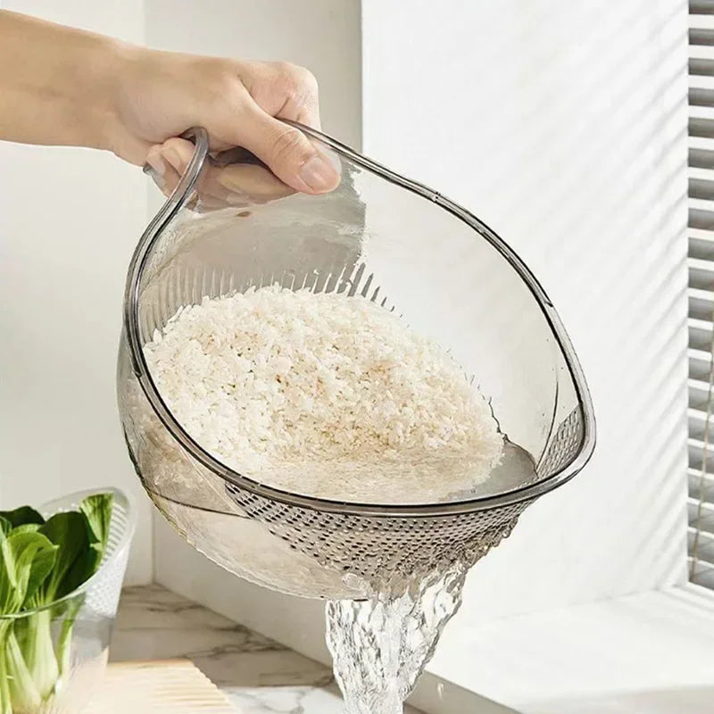Smart gadget with handle for washing rice, fruit and vegetables. Keep it easy to wash!