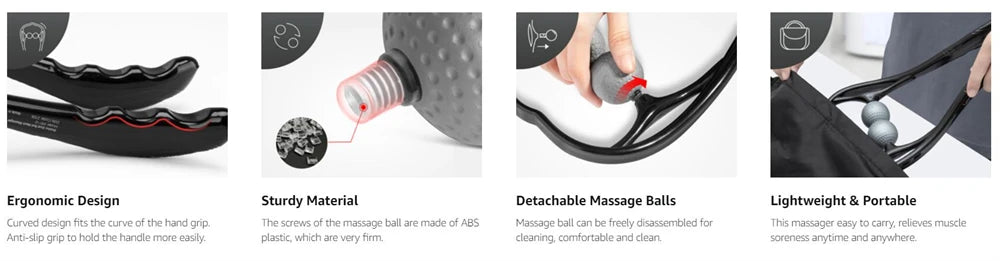 Neck and shoulder massager, deep tissue for pain and trigger point. Easy to use with ergonomic handle, lightweight and portable.
You can also use it for whole body, to keep the muscles relax.