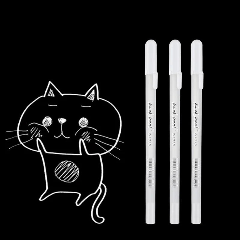 3Pcs white gel pen fine tip pen gel ink pen, used for black paper painting, sketching, illustration, making cards
