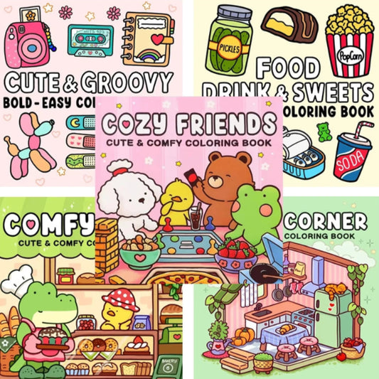 Cozy friends coloring books, for adult and children.