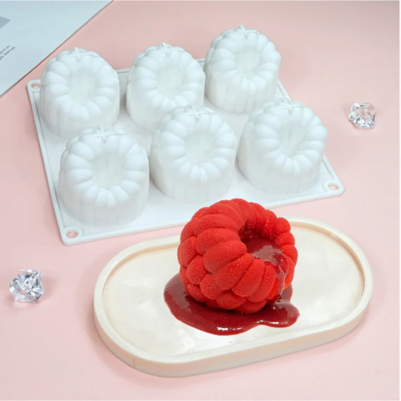 6 cavity raspberry silicone mold to make the famous 3D "trompe l'oeil" pastries.