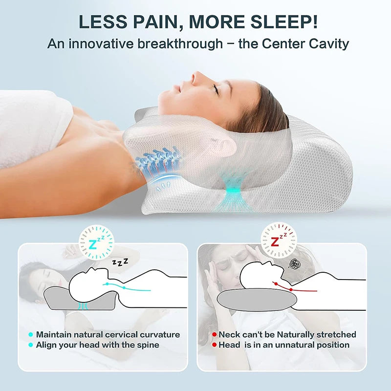 Orthopedic pillow with memory foam, 2 in 1 ergonomic and contour for neck pain.