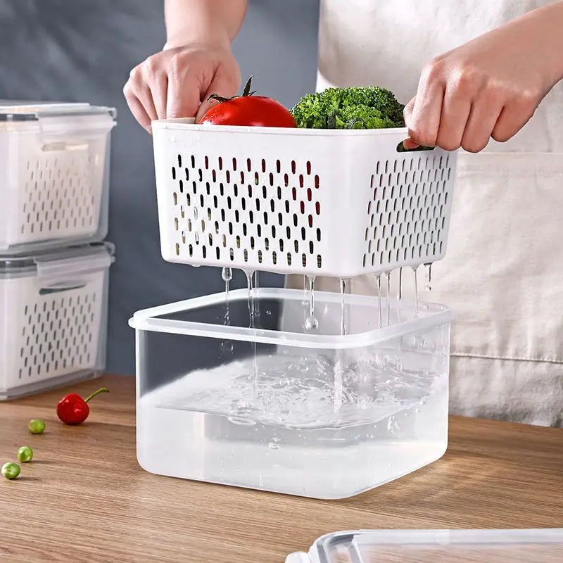 Food organizer for fridge or pantry, grids storage for all kind of food to keep it fresh.