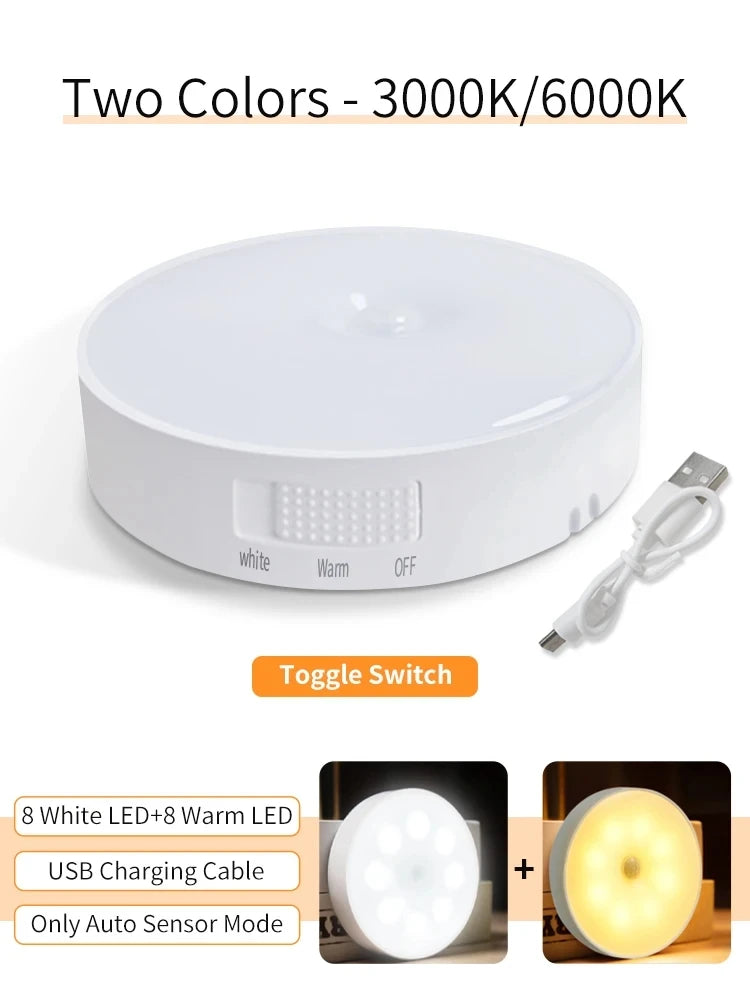 Smart wireless lights to put in cabinet, kitchen, wardrobe, stairs, bathroom, like spotlights and so much more. Rechargeable with USB charger and choose between cold och warm lights.