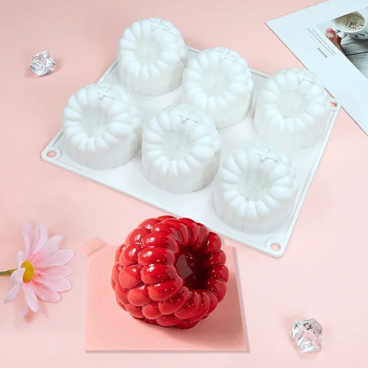 6 cavity raspberry silicone mold to make the famous 3D "trompe l'oeil" pastries.