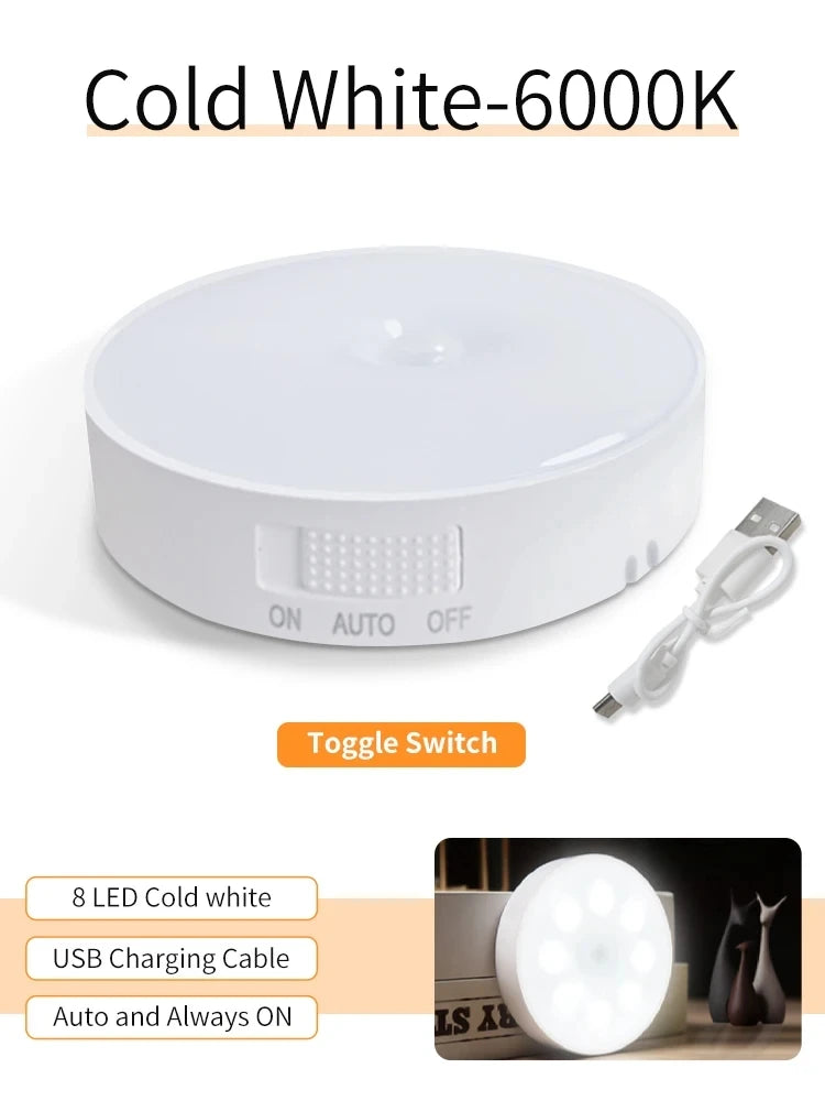 Smart wireless lights to put in cabinet, kitchen, wardrobe, stairs, bathroom, like spotlights and so much more. Rechargeable with USB charger and choose between cold och warm lights.