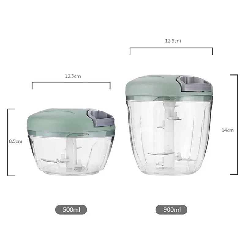 Manual food cutter 500/900ml. Work with meat, vegetables, fruit and more. 
Choose between more sizes.