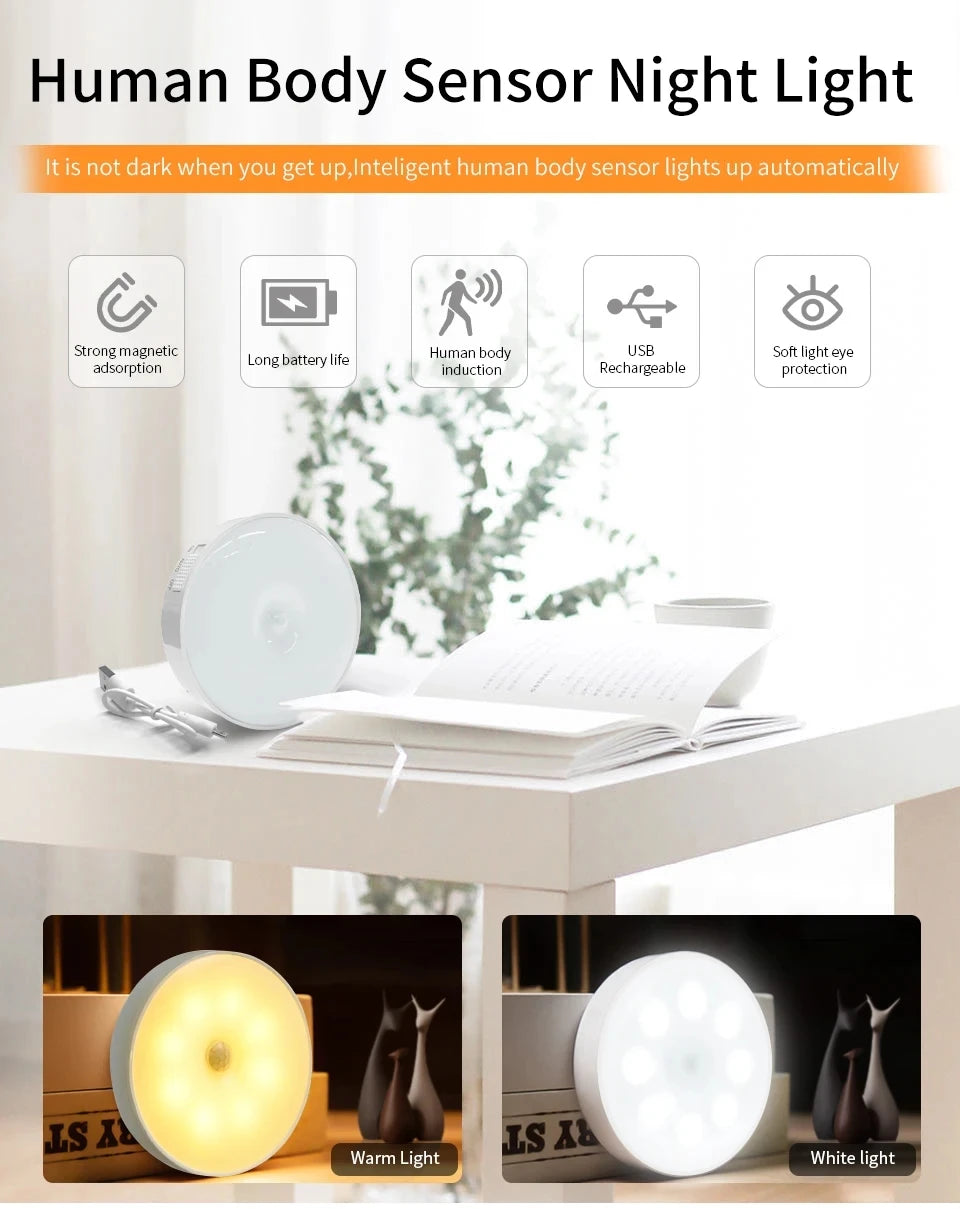 Smart wireless lights to put in cabinet, kitchen, wardrobe, stairs, bathroom, like spotlights and so much more. Rechargeable with USB charger and choose between cold och warm lights.