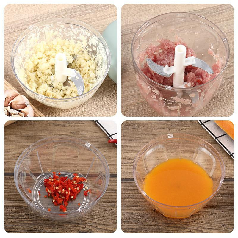Manual food cutter 500/900ml. Work with meat, vegetables, fruit and more. 
Choose between more sizes.