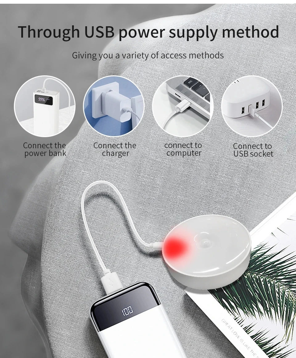 Smart wireless lights to put in cabinet, kitchen, wardrobe, stairs, bathroom, like spotlights and so much more. Rechargeable with USB charger and choose between cold och warm lights.