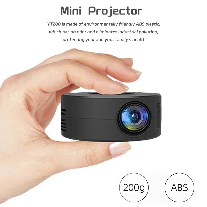 Mini home projector, 180°flexible projection 1080P with USB supports and smartphone screen.
Take the cinema home!