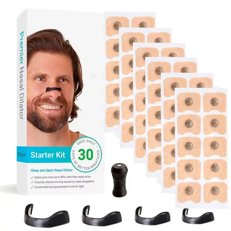Nasal breathing kits for better sleep without snore. Its a magnetic clip what keep your nose more open to breath during your sleeping or running.