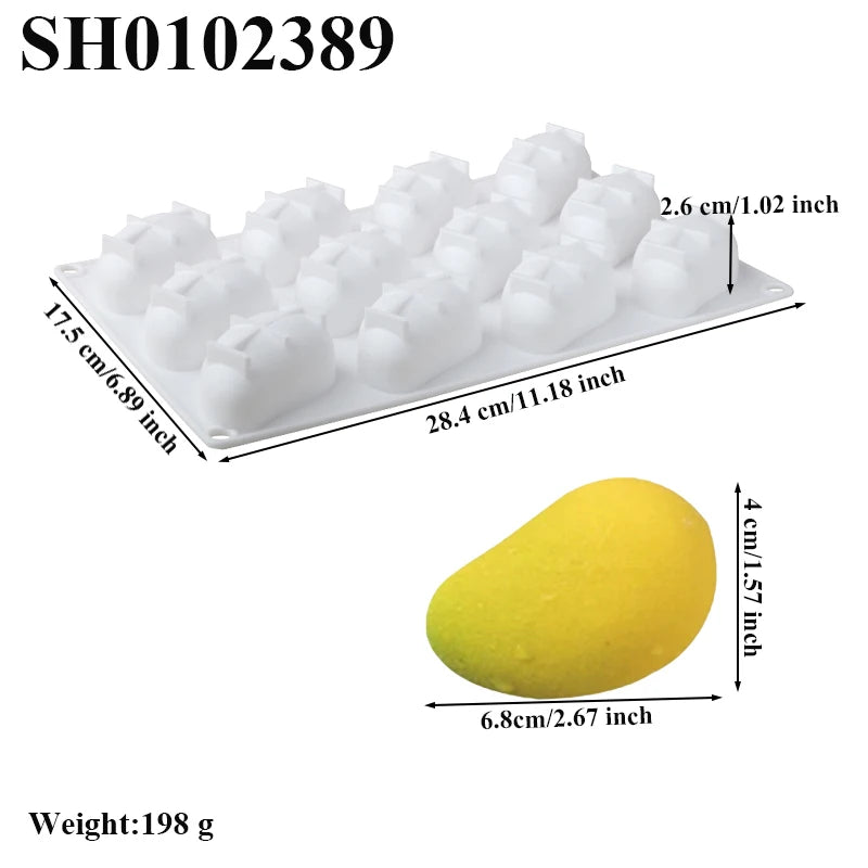 Cavity mango silicone mold to make the famous 3D "trompe l'oeil" pastries.