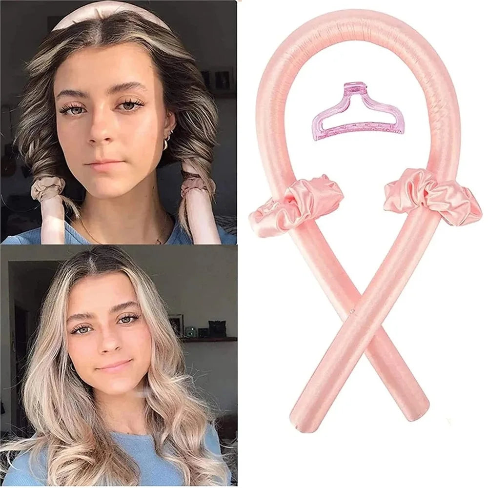 Heatless curling rod headband to get your dream curls without any heat. Silk rollers that don't damage your hair. 
Choose between nice colors.