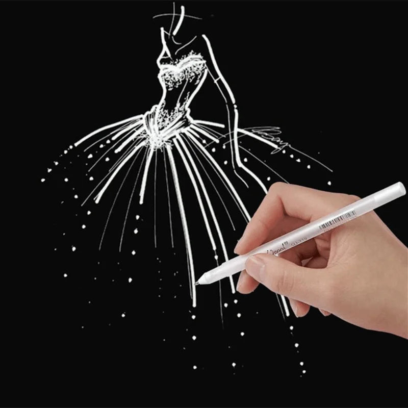 3Pcs white gel pen fine tip pen gel ink pen, used for black paper painting, sketching, illustration, making cards