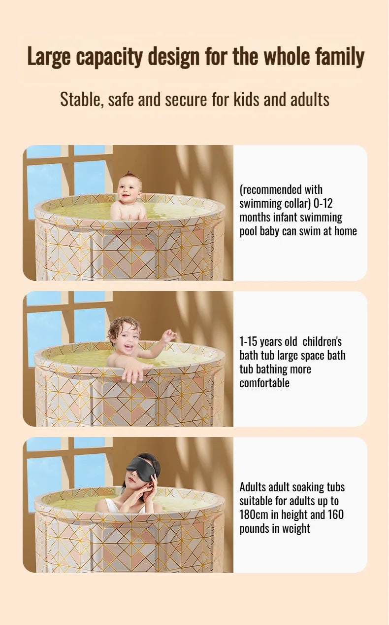 Large space bathtub, folds and organizes in a second, easy to move and wonderful place to relax in.